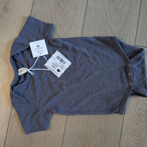 NWT Kate Quinn slate lake pointelle bamboo short sleeve lap neck bodysuit 18-24m